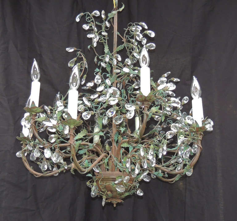 Early 20th Century French Iron and Tole Chandelier 5