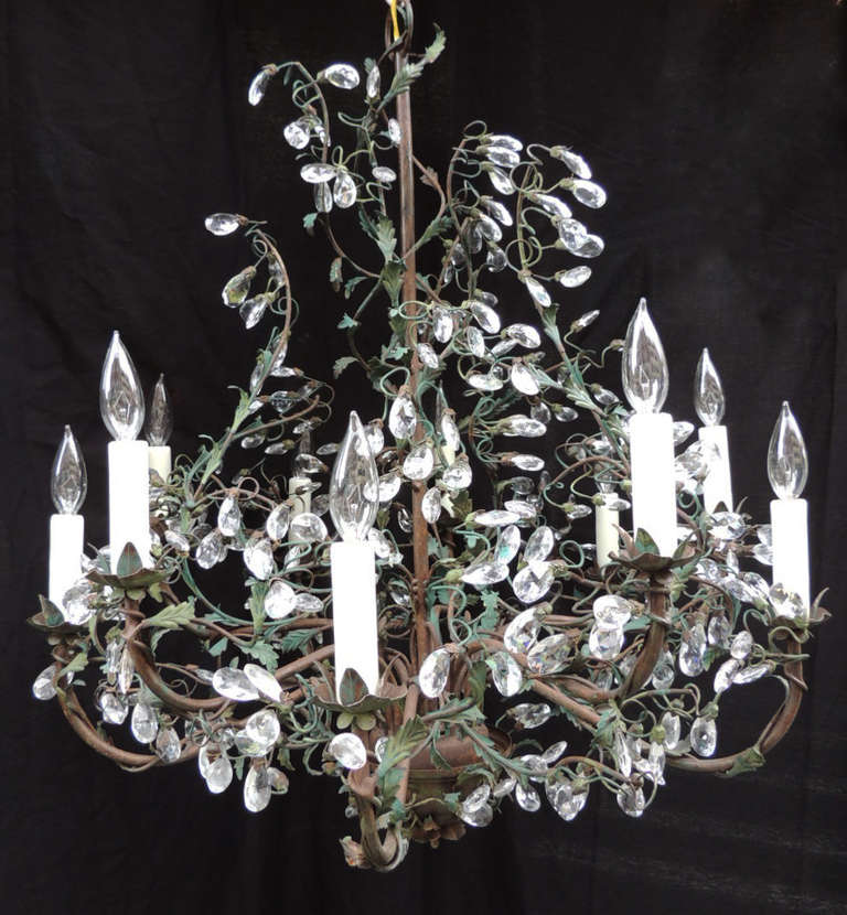 Early 20th Century French Iron and Tole Chandelier 1