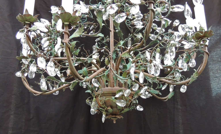 Early 20th Century French Iron and Tole Chandelier 2