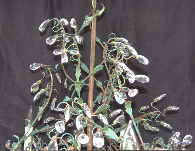 Early 20th Century French Iron and Tole Chandelier 3