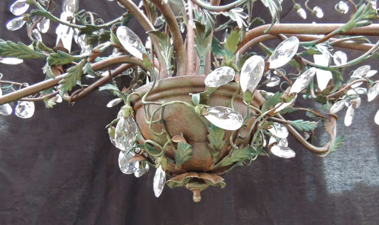 Early 20th Century French Iron and Tole Chandelier 4