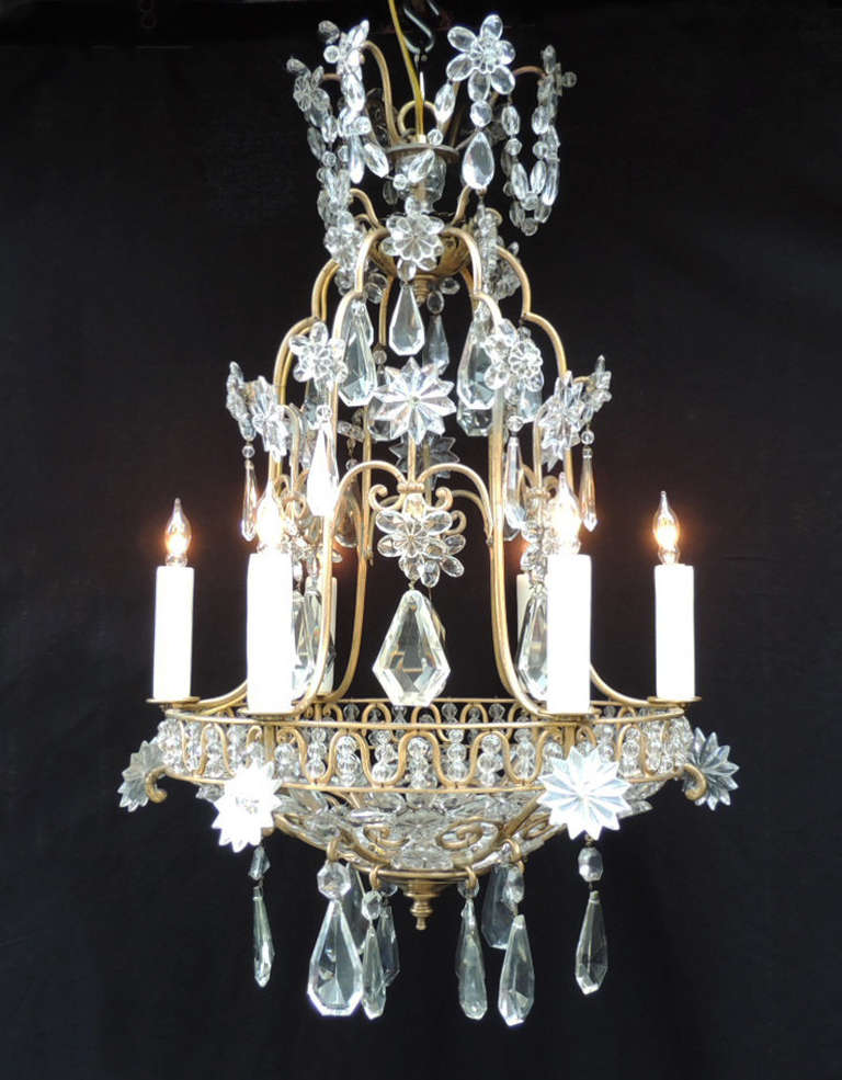 Early 20th C French Bronze Crystal Chandelier, attributed to Maison Baguès For Sale 5