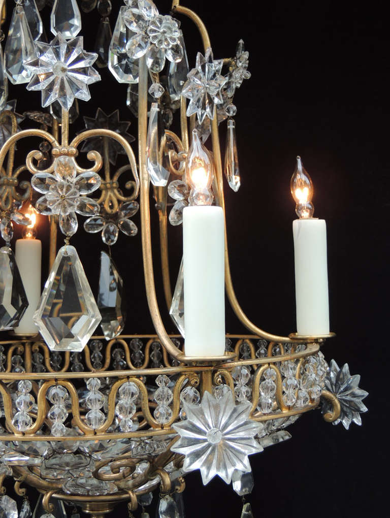 20th Century Early 20th C French Bronze Crystal Chandelier, attributed to Maison Baguès For Sale