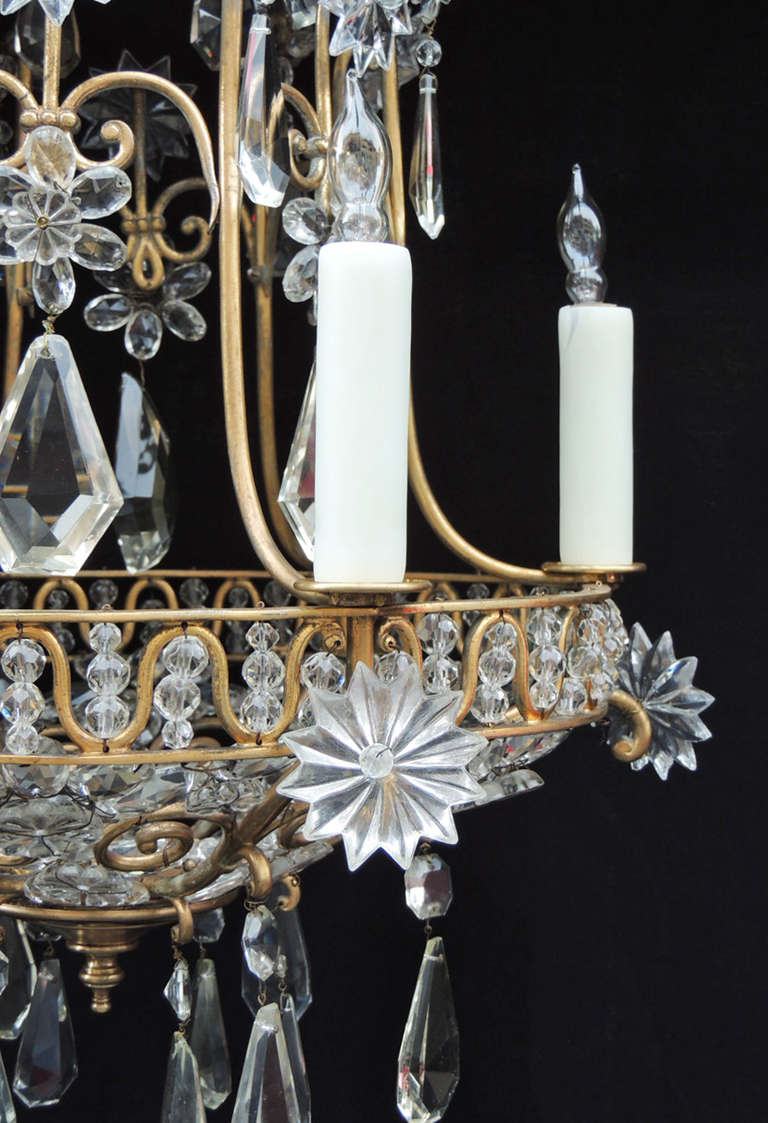 Early 20th C French Bronze Crystal Chandelier, attributed to Maison Baguès For Sale 1