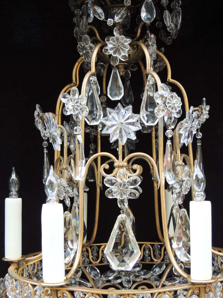 Early 20th C French Bronze Crystal Chandelier, attributed to Maison Baguès For Sale 2
