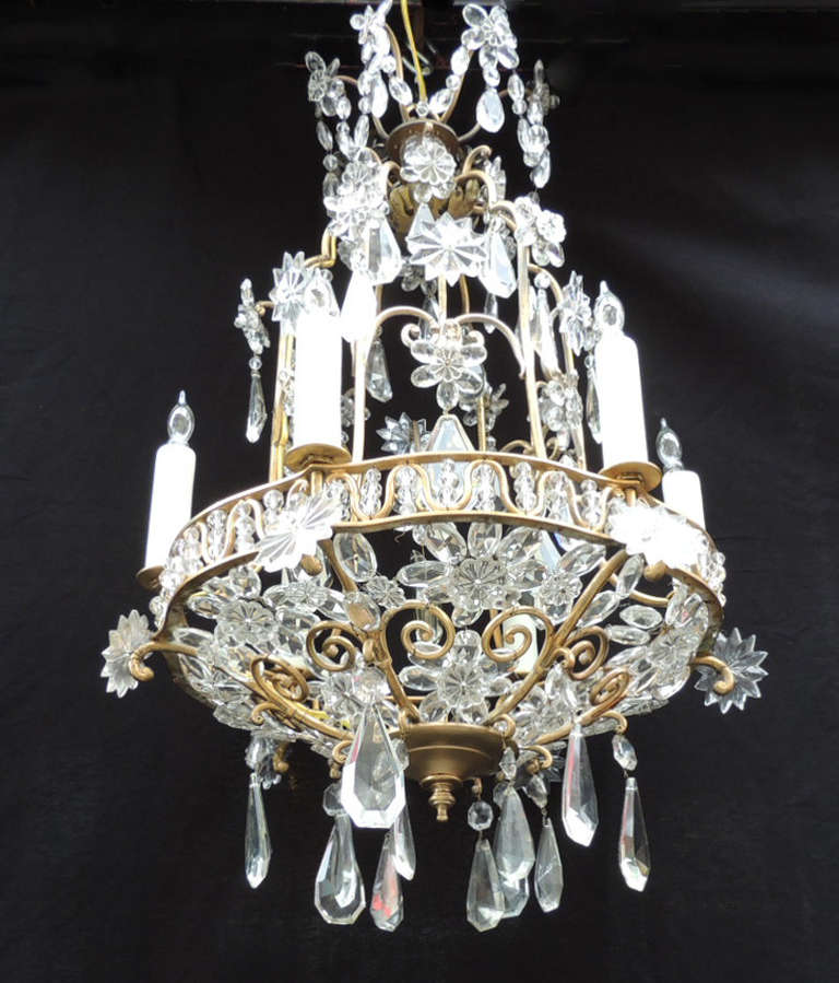 Early 20th C French Bronze Crystal Chandelier, attributed to Maison Baguès For Sale 3