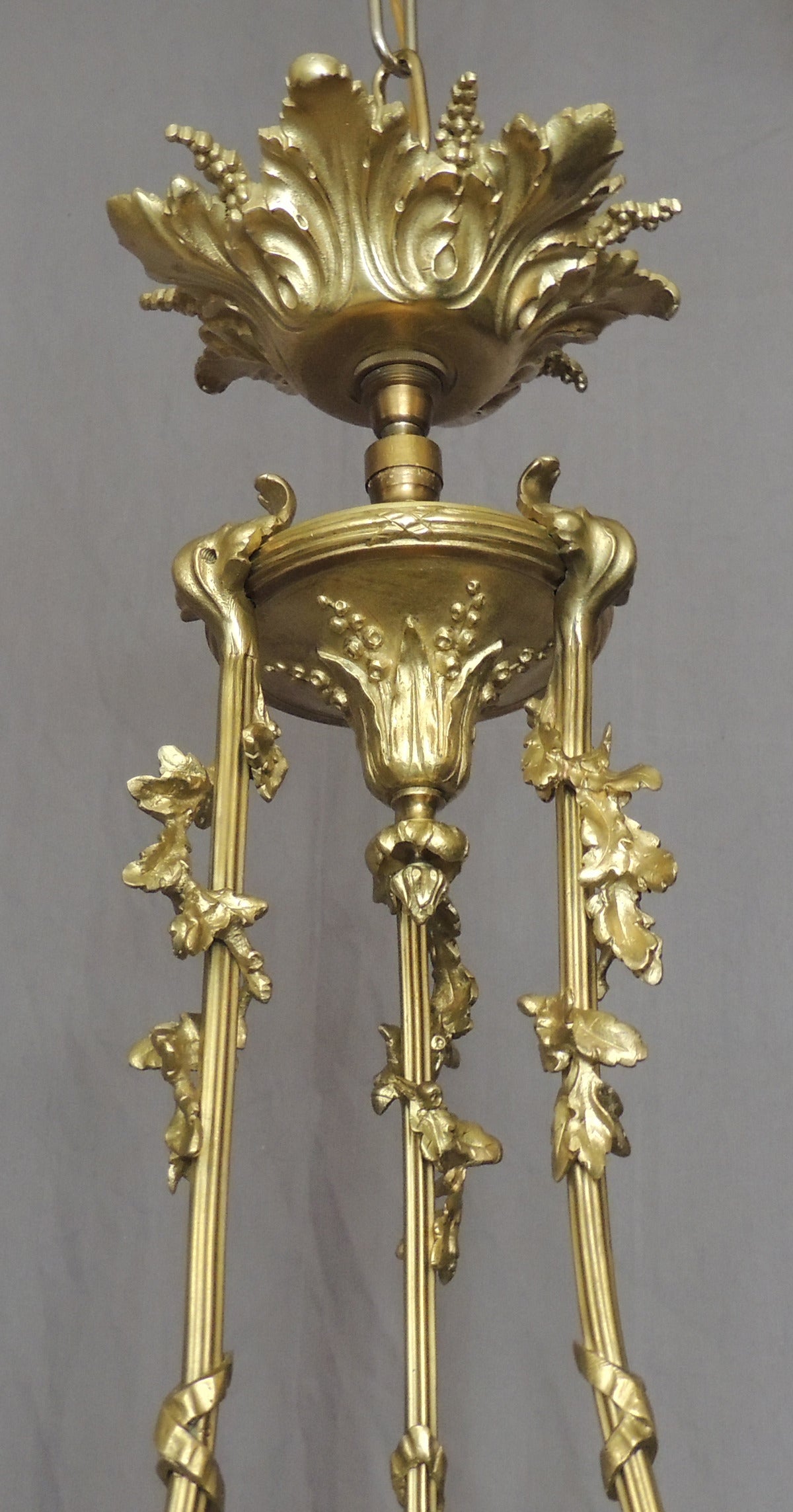 Rococo Four Early 20th C French Louis XIV Bronze and Cobalt Chandeliers