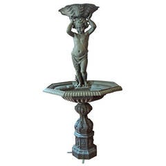 Late 19th C French Cast Iron Garden Fountain