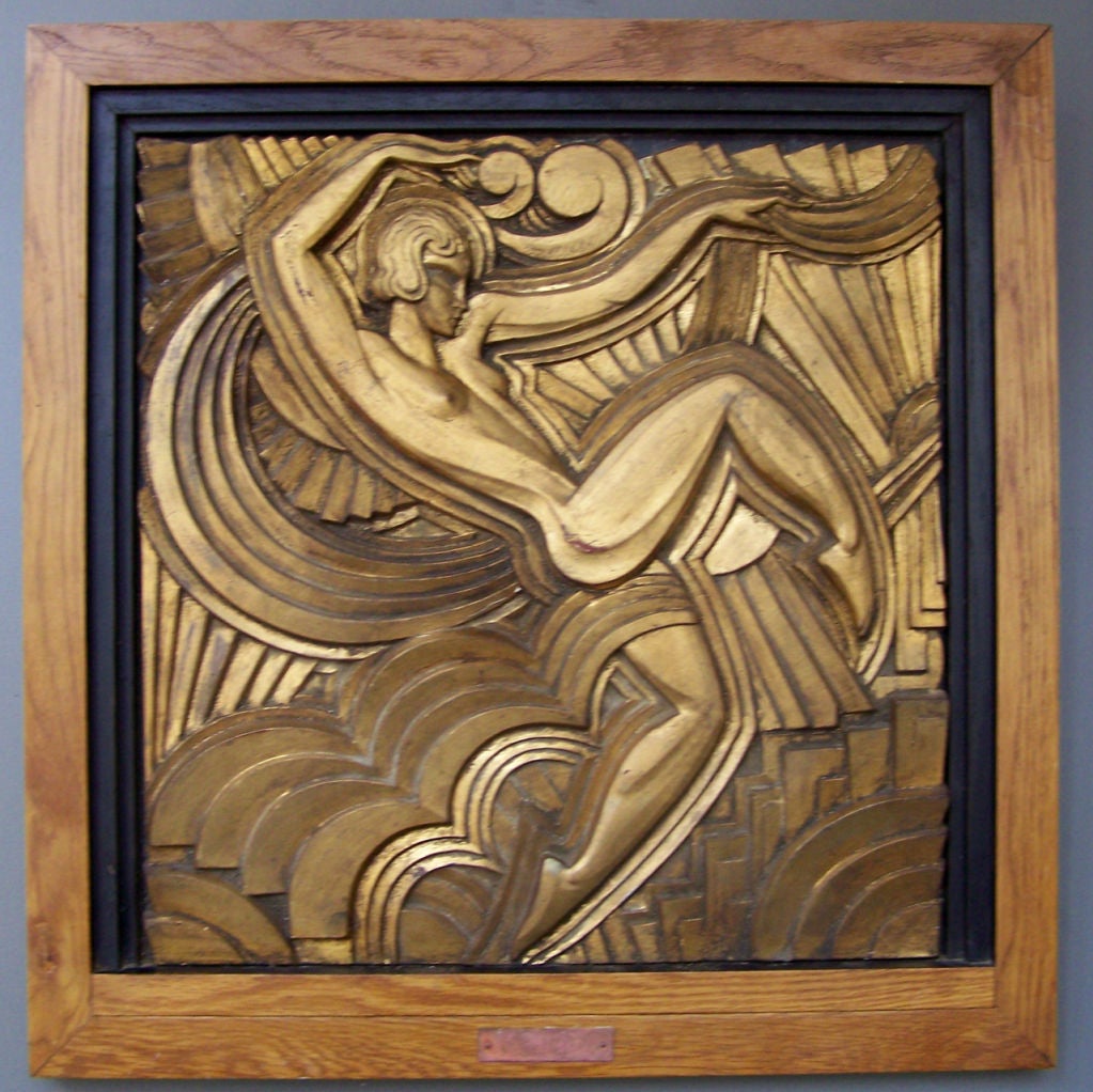 "Josephine Baker" by Jose Pico Mitjans - Gilt Plaster Relief