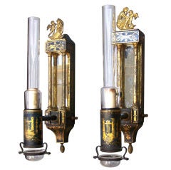 Antique Pair of  Rare French Tole Sconces