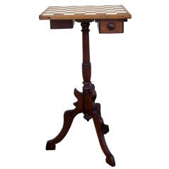 19th Century West Indies St. Croix Mahogany Hand-Painted Chess Table on Stand
