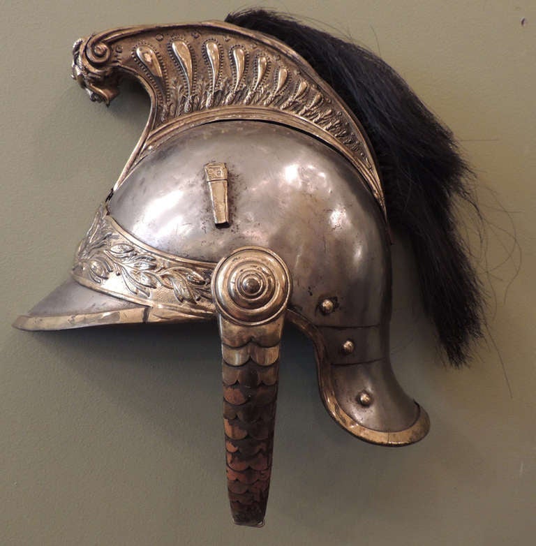 19th Century French Cuirassiers Style Officer Helmet In Excellent Condition In Charleston, SC