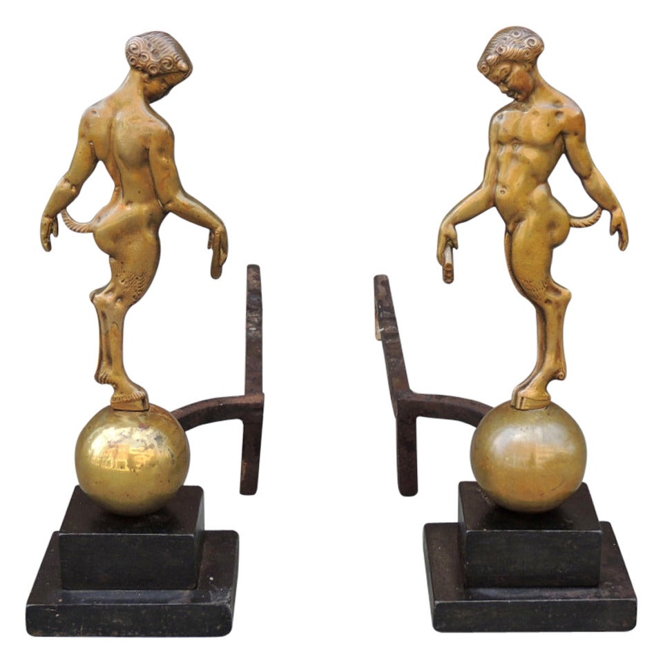 Pair of French Deco Andirons
