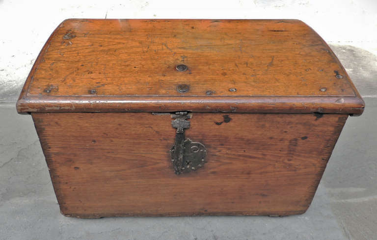 Spanish Colonial Late 17th C Cuban Mahogany Trunk