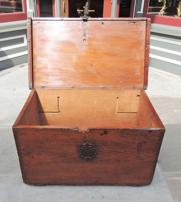 Late 17th C Cuban Mahogany Trunk 1