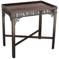 Early 19th C English Chinese Chippendale Style Mahogany Tea or Silver Table