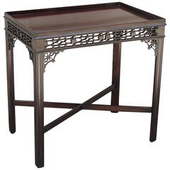 Early 19th C English Chinese Chippendale Style Mahogany Tea or Silver Table 2