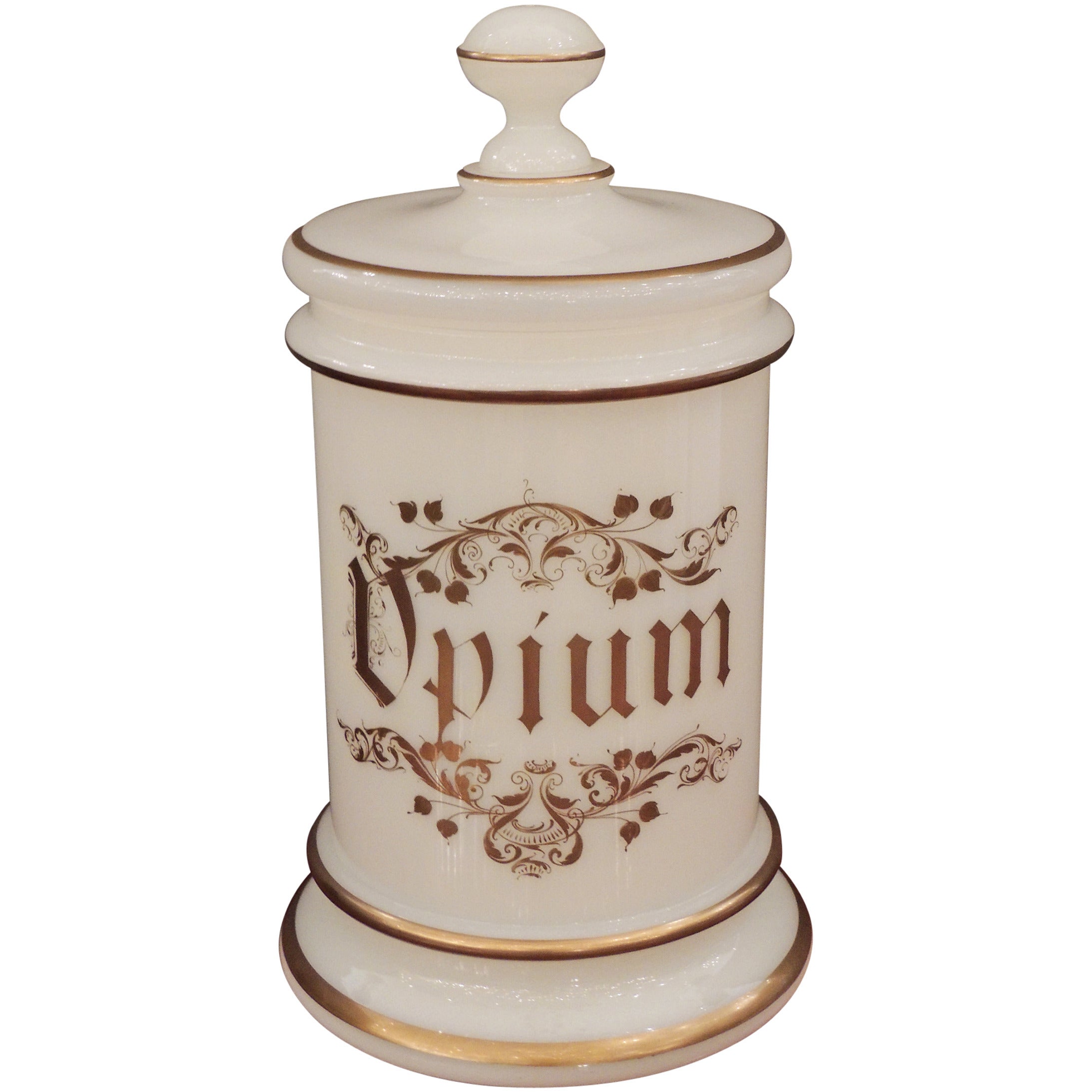 Late 19th Century American Opium Apothecary Opaline Jar