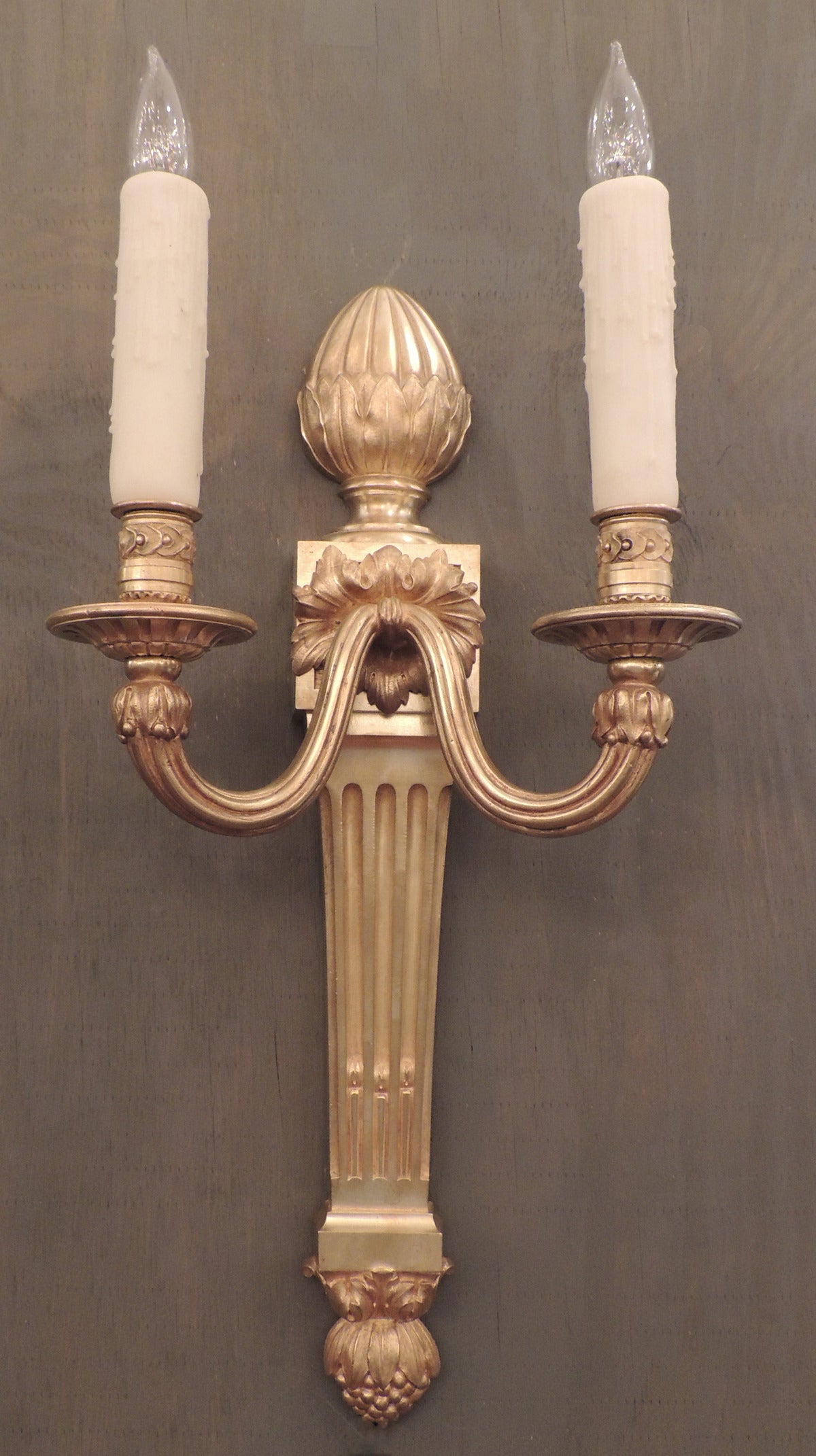 19th C Large French Régence Bronze Doré Sconces For Sale 2