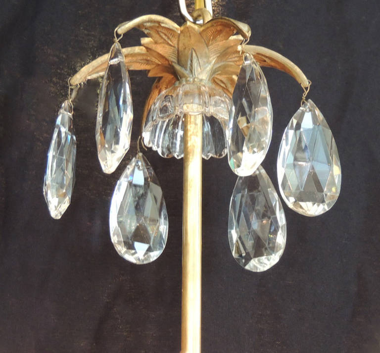 20th Century Early 20th C French Art Deco Bronze and Crystal Chandelier