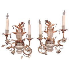 Pair of Crystal Chinoiserie Sconces by Sherle Wagner