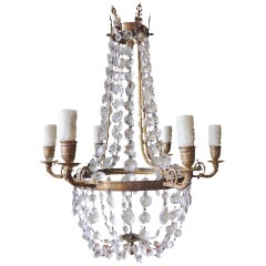 Late 18th C English Regency Crystal and Brass Chandelier