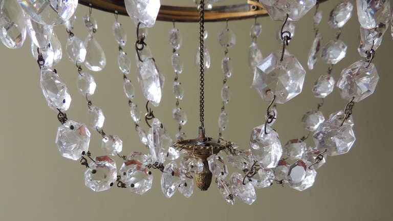 Late 18th C English Regency Crystal and Brass Chandelier For Sale 1