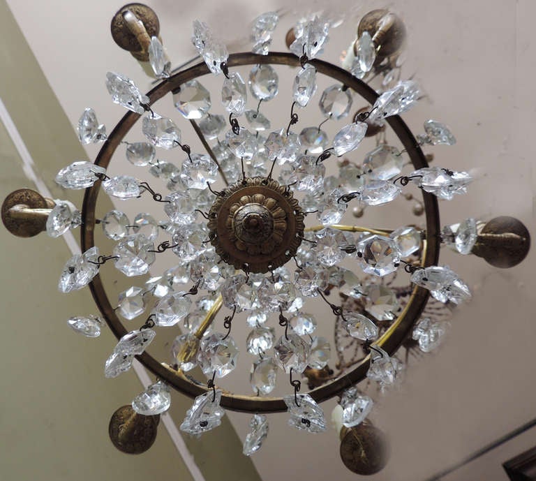 Late 18th C English Regency Crystal and Brass Chandelier In Good Condition For Sale In Charleston, SC