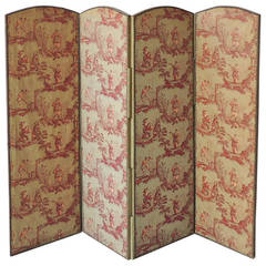 19th C French Rococo "Toile de Jouy" Chinoiserie Screen 3