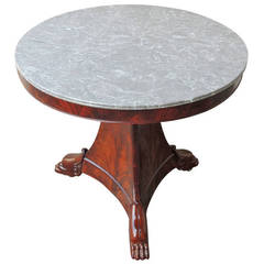 Table de restauration française du début du 19ème siècle avec dessus en marbre