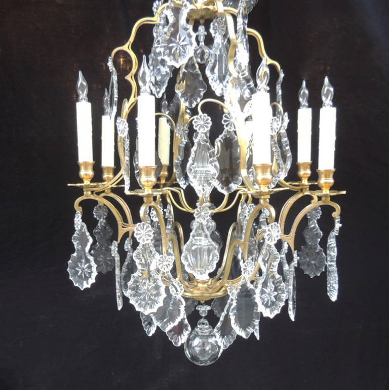 19th C French Baccarat-Quality Crystal and Bronze Chandelier In Excellent Condition In Charleston, SC