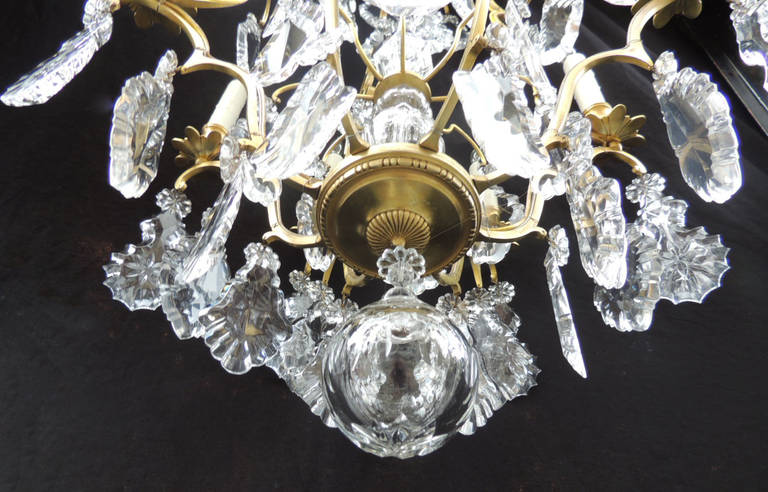 19th C French Baccarat-Quality Crystal and Bronze Chandelier 4