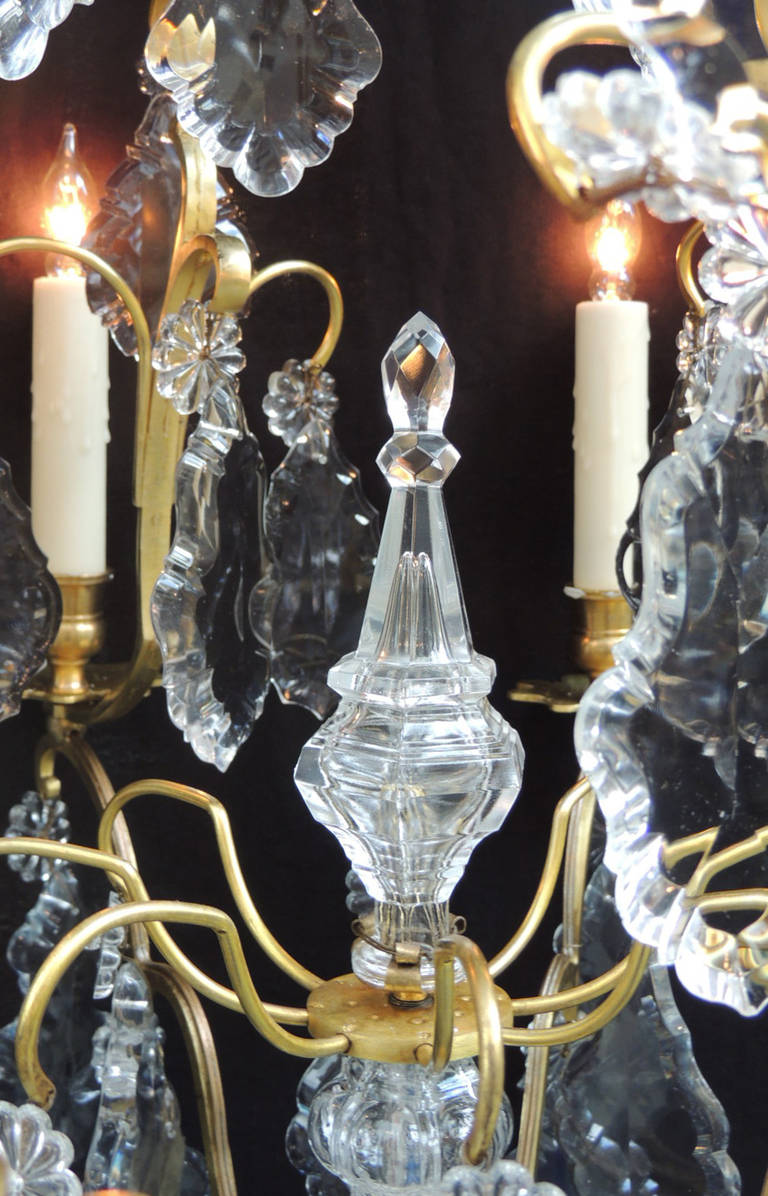 19th C French Baccarat-Quality Crystal and Bronze Chandelier 1