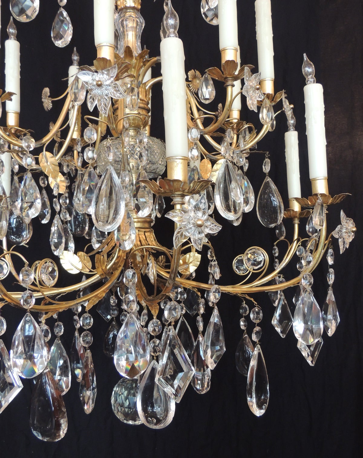 Early 20th C French Crystal and Bronze Chandelier 5