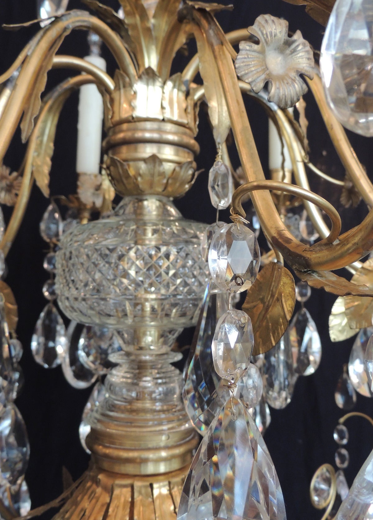 Early 20th C French Crystal and Bronze Chandelier 1