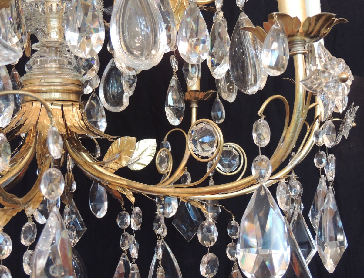 Early 20th C French Crystal and Bronze Chandelier 2