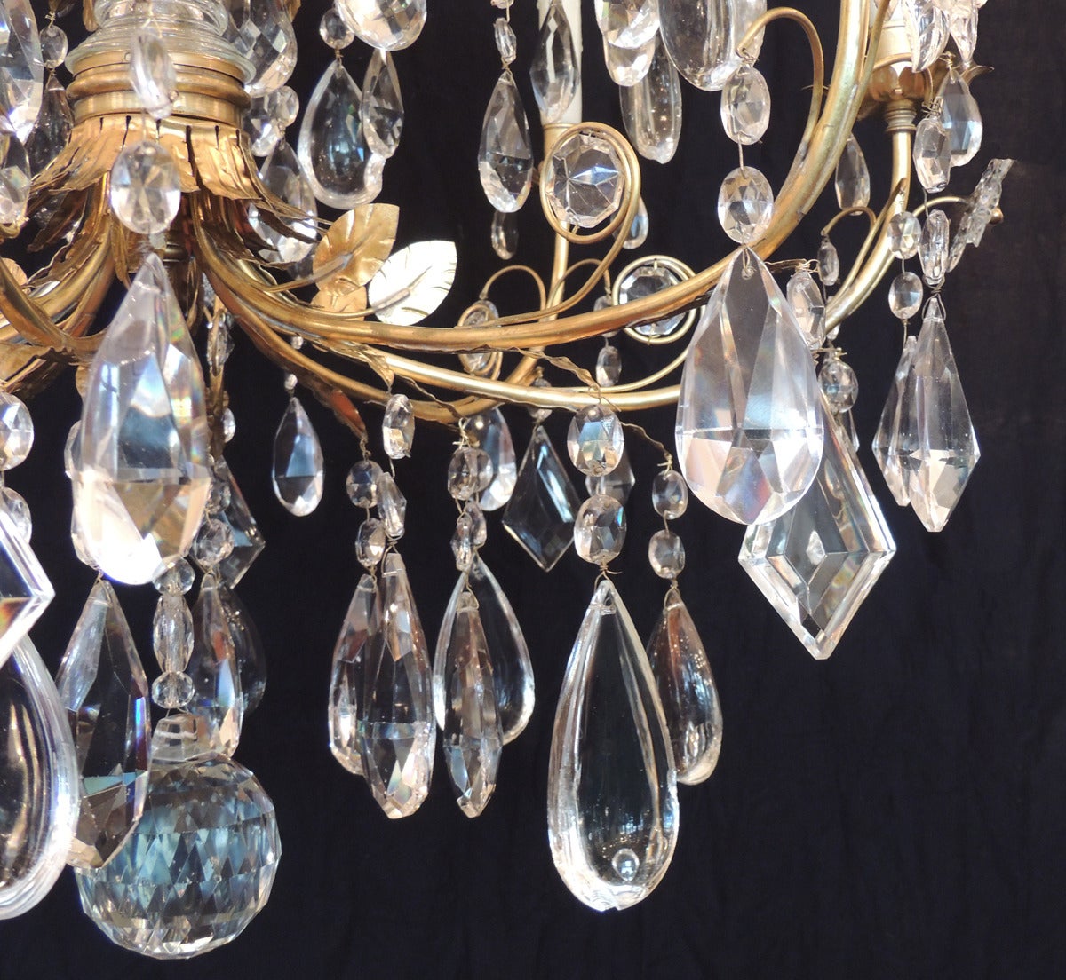 Early 20th C French Crystal and Bronze Chandelier 3