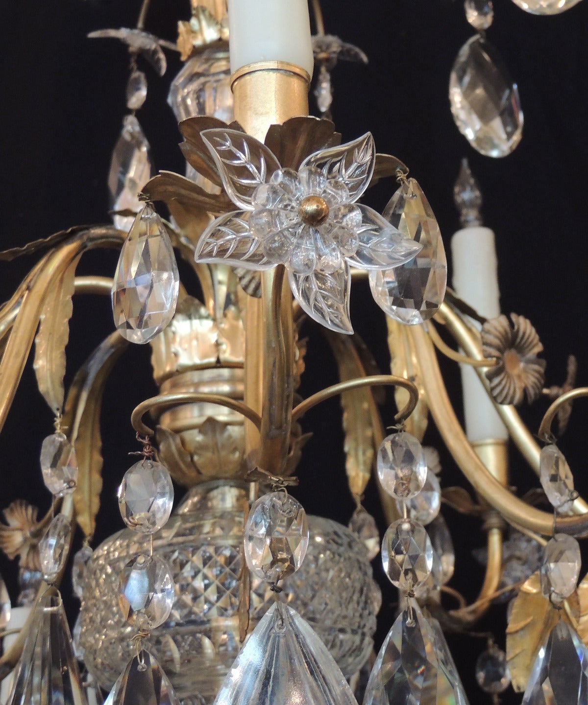 Early 20th C French Crystal and Bronze Chandelier 4