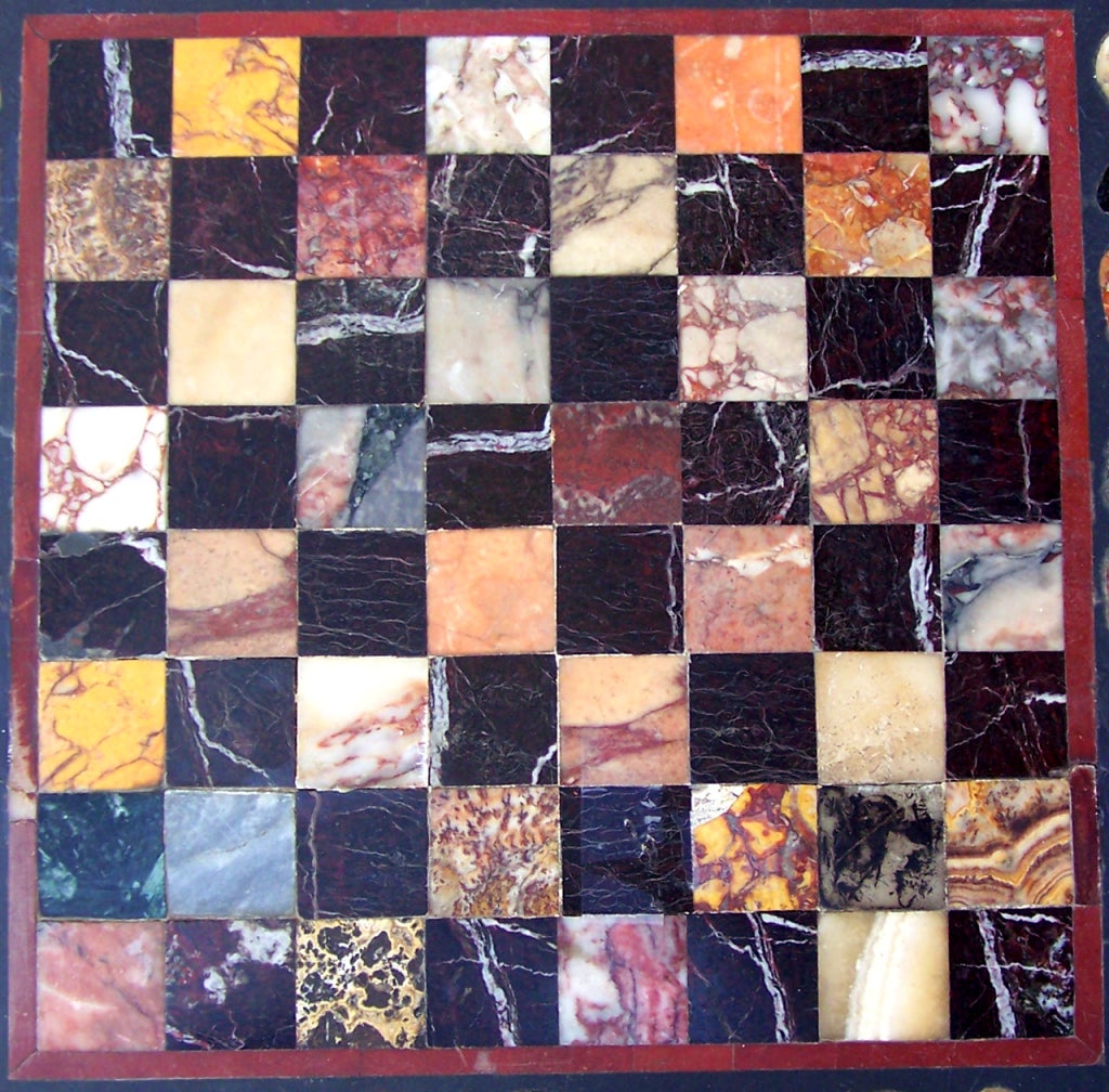 19th Century Marble Top Specimen Chess Table