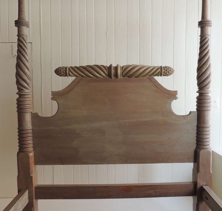 19th c. St. Croix Mahogany with Blonde Finish Four Poster Bed In Good Condition In Charleston, SC