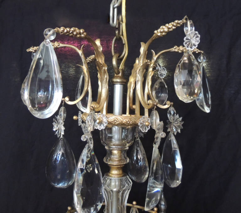 Early 20th C French Crystal and Bronze Chandelier, attributed to Maison Jansen In Good Condition For Sale In Charleston, SC