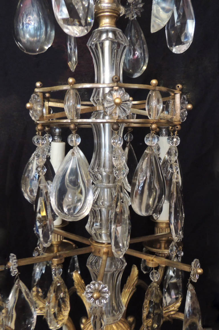 20th Century Early 20th C French Crystal and Bronze Chandelier, attributed to Maison Jansen For Sale