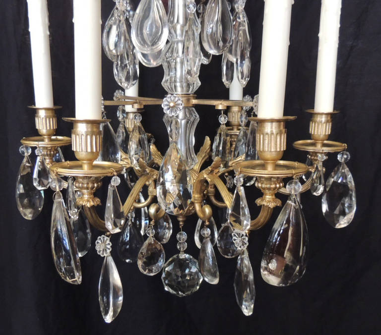 Early 20th C French Crystal and Bronze Chandelier, attributed to Maison Jansen For Sale 1