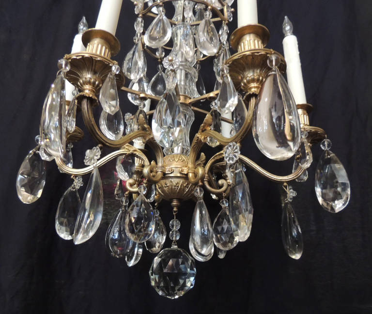Early 20th C French Crystal and Bronze Chandelier, attributed to Maison Jansen For Sale 2