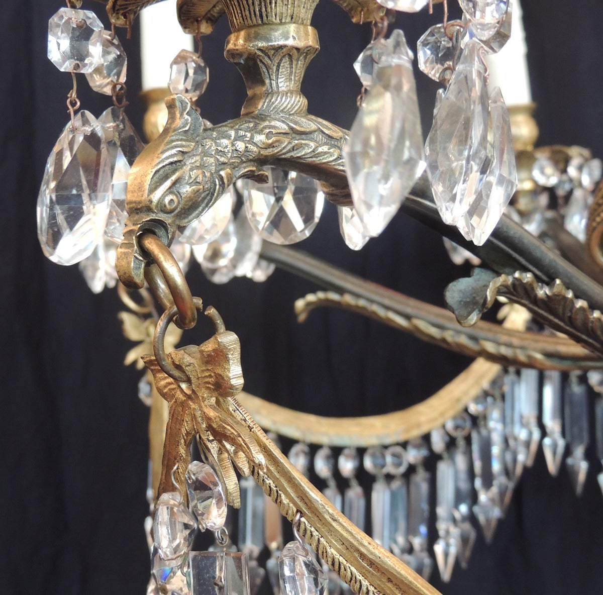 Early 20th Century Early 20th C Italian Crystal and Bronze Chandelier