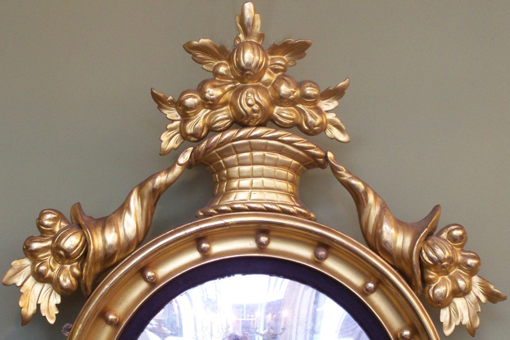 19th century Bulls-Eye Cornucopia Mirror