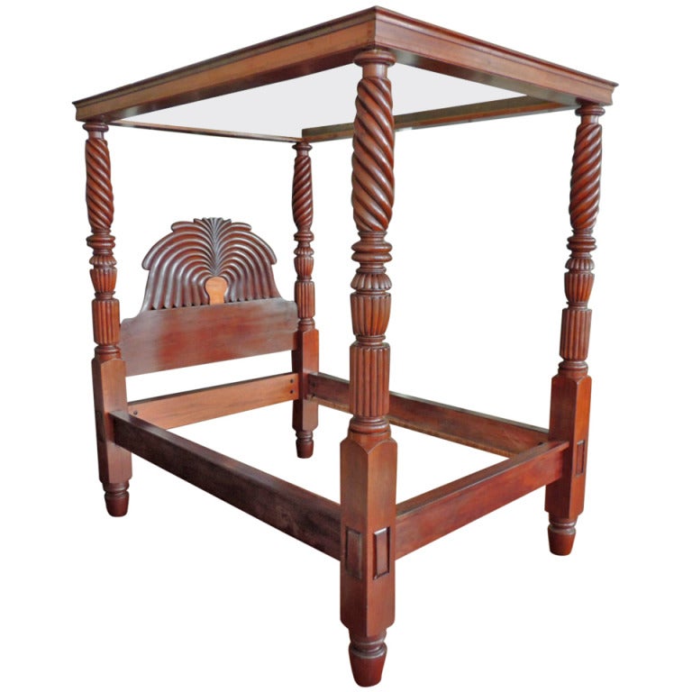 West Ins British Colonial Mahogany Jamaican Waterfall Bed For West Ins British Colonial Mahogany Jamaican Waterfall Bed For