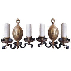 A Pair of 20th Century English Brass Sconces