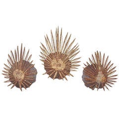 20th Century Set of Three Gilt and Tole Sconces 9