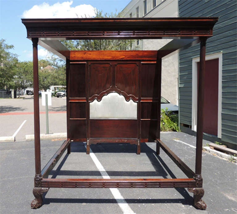 18th Century Irish Mahogany King Size Four Poster Bed 1